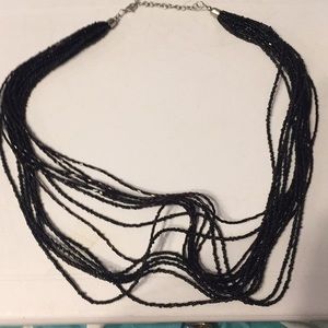Many strings black beads necklace